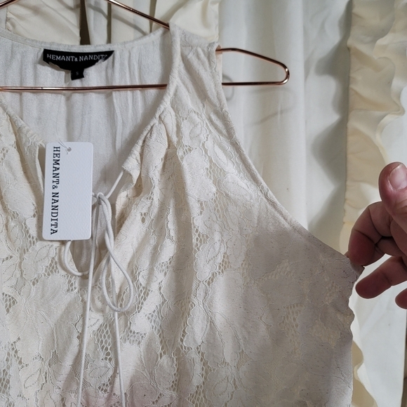 NWT Anthropologie Hemant and Nandita Aurora Tiered Lace Tassel Tank Small - Picture 6 of 12